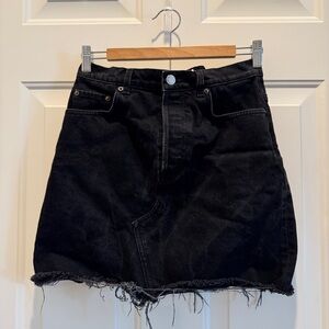 & Other Stories Black/Ash Gray Frayed Mini Skirt